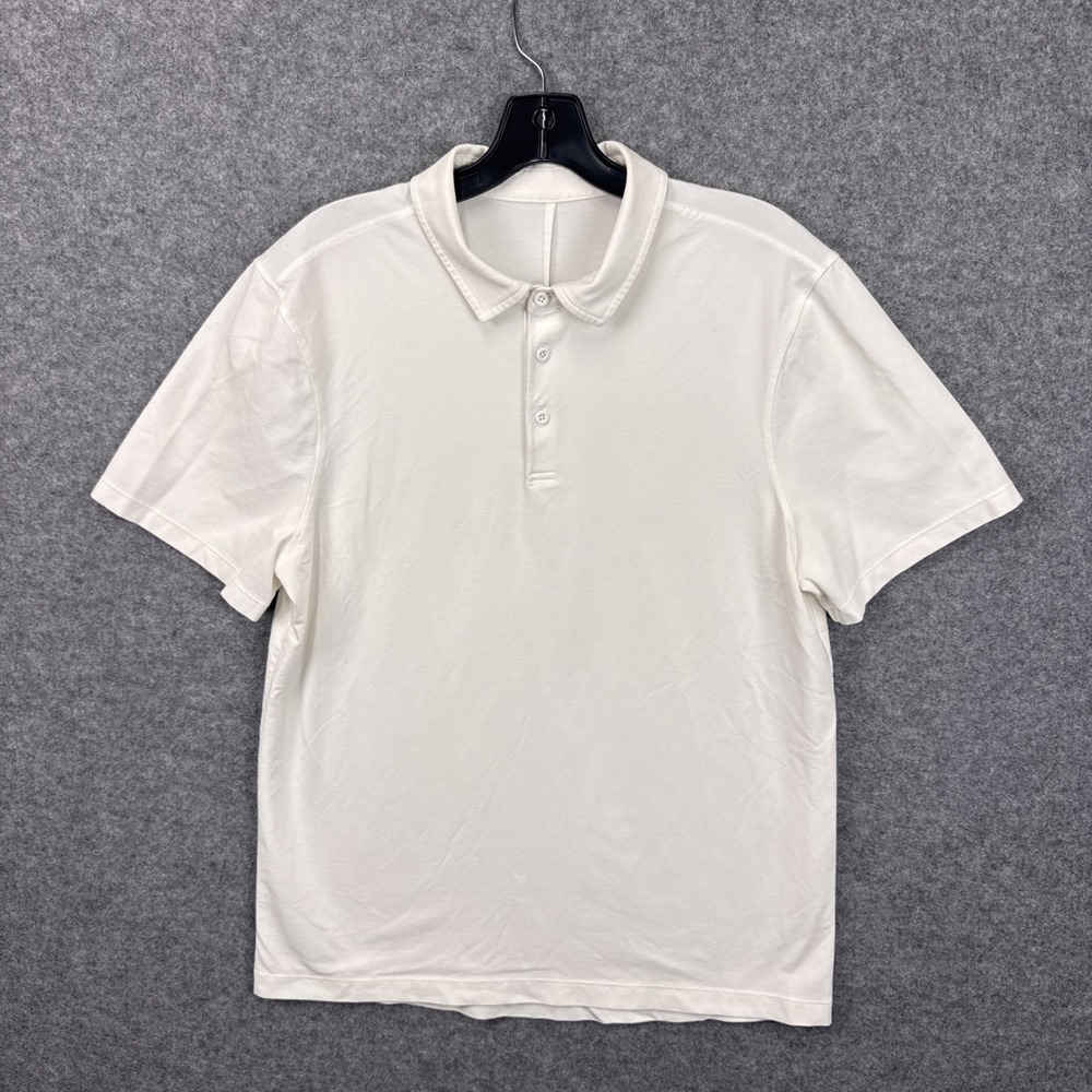Lululemon Evolution Polo Shirt XL White Short Sleeve Technical Golf Top